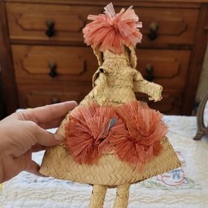 Artisan Straw Doll with Orange Details